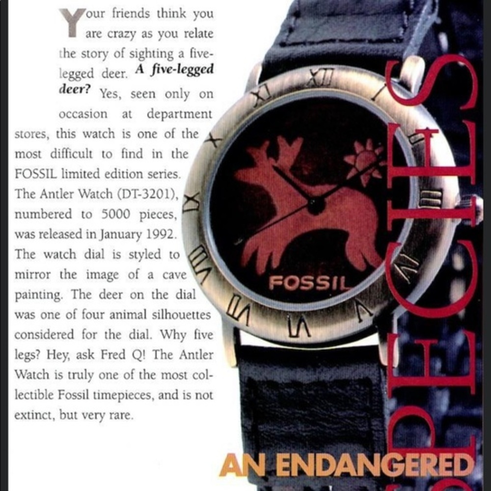 1992 FOSSIL (THE ANTLER WATCH) DT SERIES RARE